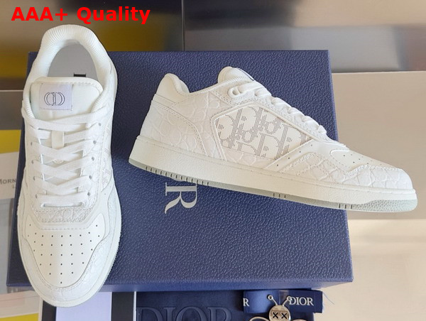 Dior B27 Low Top Sneaker White Crocodile Embossed Calfskin and Smooth Calfskin with White Dior Oblique Galaxy Leather Replica