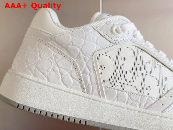 Dior B27 Low Top Sneaker White Crocodile Embossed Calfskin and Smooth Calfskin with White Dior Oblique Galaxy Leather Replica