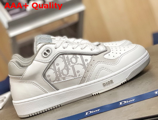 Dior B27 Low Top Sneaker White and Gray Smooth Calfskin with White Dior Oblique Galaxy Leather Replica