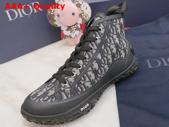 Dior B28 High Top Sneaker Beige and Black Dior Oblique Jacquard and Black Rubber Replica