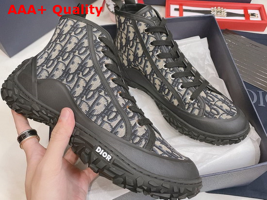 Dior B28 High Top Sneaker Beige and Black Dior Oblique Jacquard and Black Rubber Replica