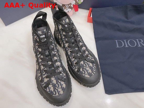 Dior B28 High Top Sneaker Beige and Black Dior Oblique Jacquard and Black Rubber Replica