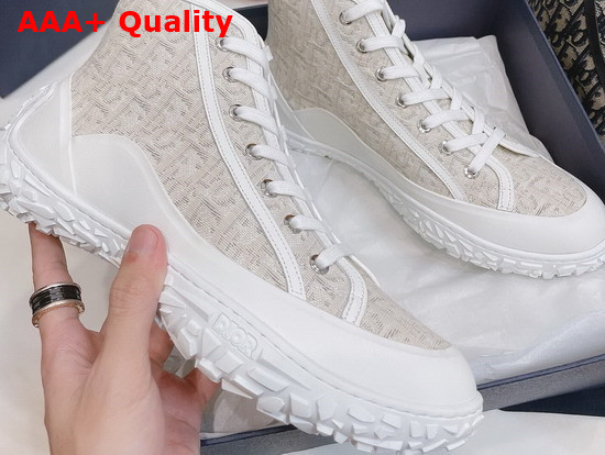 Dior B28 High Top Sneaker Off White Dior Oblique Jacquard and White Rubber Replica