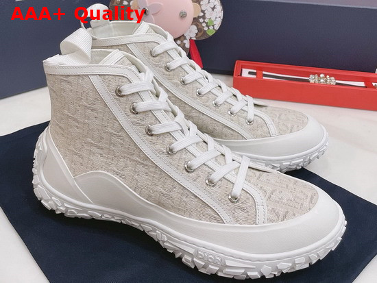 Dior B28 High Top Sneaker Off White Dior Oblique Jacquard and White Rubber Replica