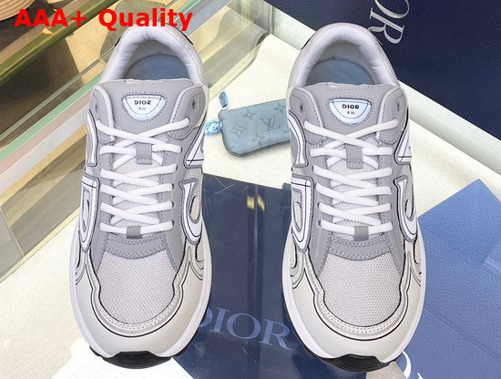 Dior B30 Sneaker Gray Mesh and White Technical Fabric Replica