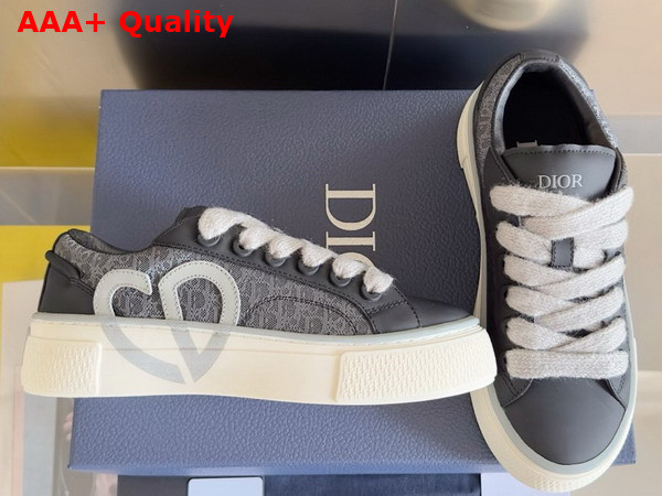 Dior B33 Sneaker in Black Smooth Calfskin and Black Dior Oblique Jacquard Replica