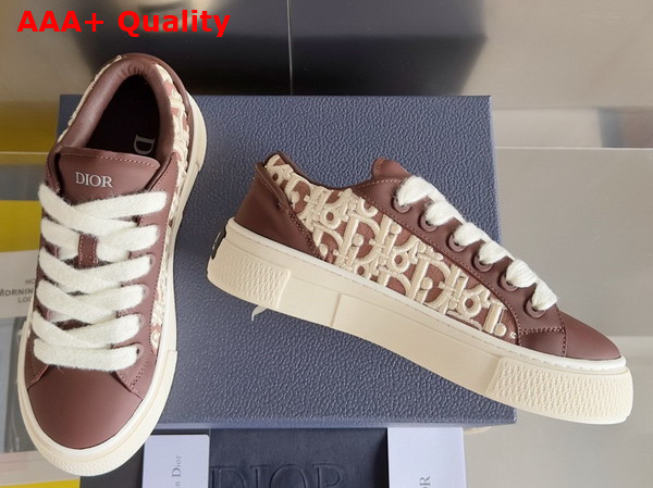 Dior B33 Sneaker in Burgundy Smooth Calfskin with Cream Dior Oblique Raised Embroidery Replica