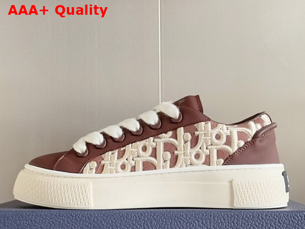 Dior B33 Sneaker in Burgundy Smooth Calfskin with Cream Dior Oblique Raised Embroidery Replica