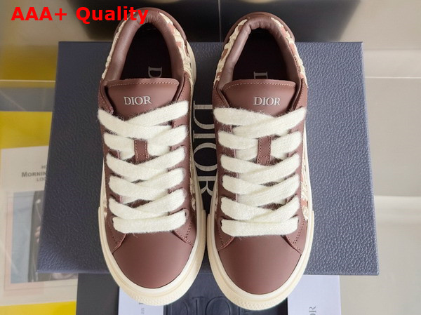 Dior B33 Sneaker in Burgundy Smooth Calfskin with Cream Dior Oblique Raised Embroidery Replica