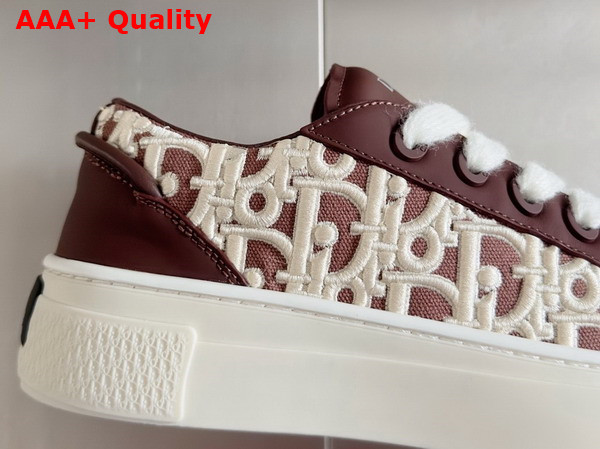 Dior B33 Sneaker in Burgundy Smooth Calfskin with Cream Dior Oblique Raised Embroidery Replica