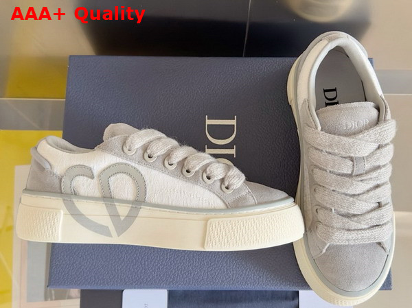 Dior B33 Sneaker in Gray Suede and White Dior Oblique Jacquard Replica