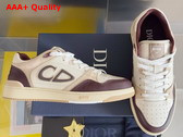 Dior B57 Low Top Sneaker Burgundy and Cream Smooth Calfskin with Beige Suede Replica