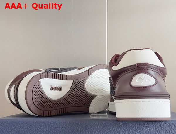 Dior B57 Low Top Sneaker Burgundy and White Smooth Calfskin with Beige and Black Dior Oblique Jacquard Replica