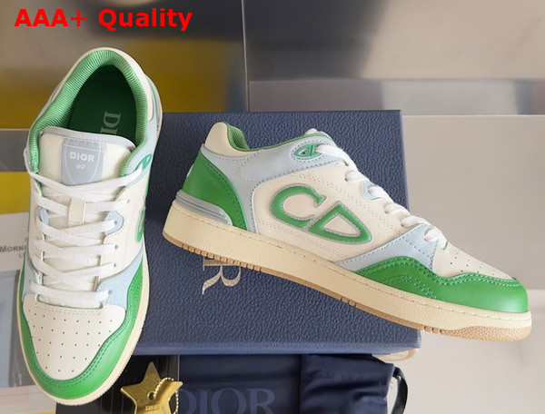 Dior B57 Low Top Sneaker Green and Cream Smooth Calfskin with Beige Suede Replica