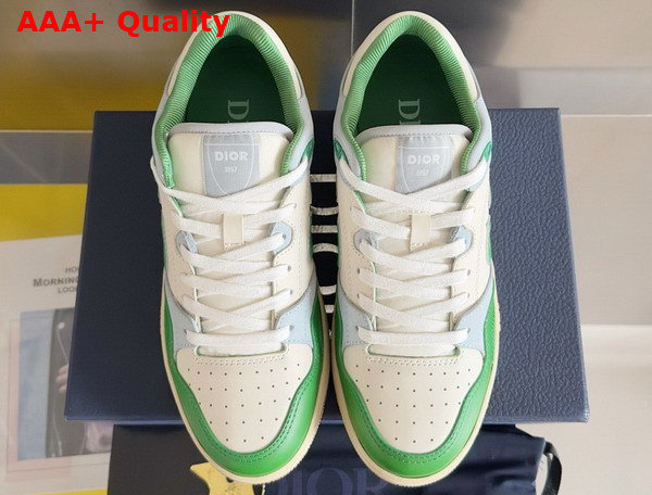 Dior B57 Low Top Sneaker Green and Cream Smooth Calfskin with Beige Suede Replica