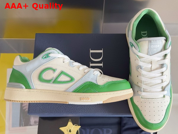 Dior B57 Low Top Sneaker Green and Cream Smooth Calfskin with Beige Suede Replica