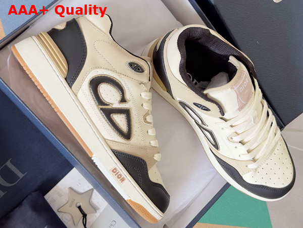 Dior B57 Mid Top Sneaker Black and Cream Smooth Calfskin and Beige Suede Replica