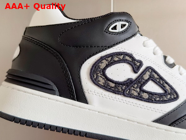 Dior B57 Mid Top Sneaker Black and White Smooth Calfskin with Beige and Black Dior Oblique Jacquard Replica