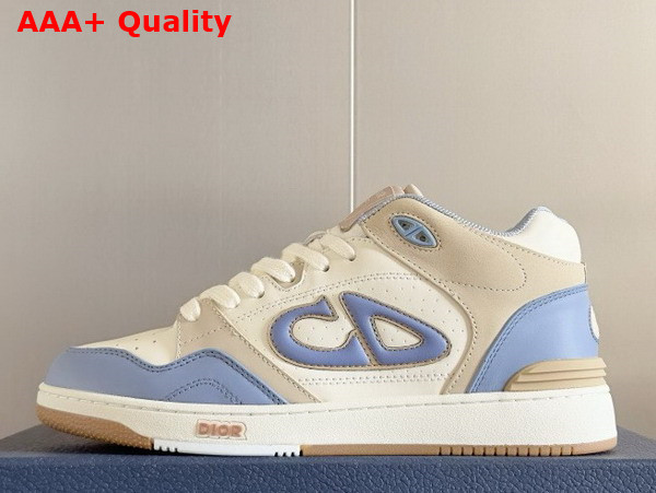 Dior B57 Mid Top Sneaker Blue and Cream Smooth Calfskin and Beige Suede Replica