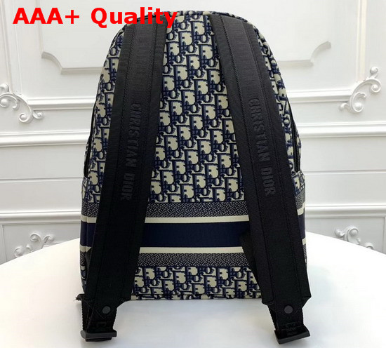 Dior Backpack in Blue Dior Oblique Embroidered Canvas Replica