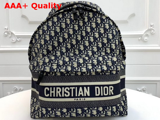 Dior Backpack in Blue Dior Oblique Embroidered Canvas Replica