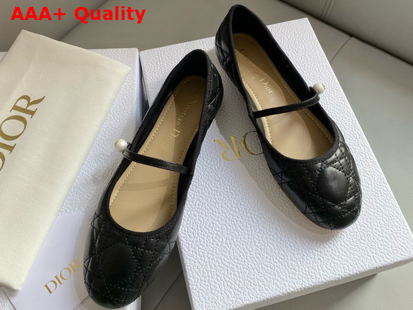 Dior Ballet Flat Black Quilted Cannage Calfskin Replica