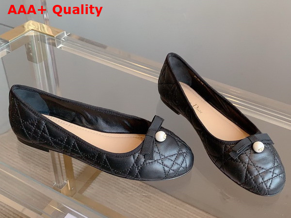 Dior Ballet Flat in Black Quilted Cannage Calfskin Replica