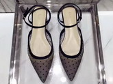 Dior Ballet Pump in Nude and Black Dotted Swiss Tulle 1cm For Sale