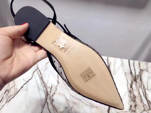 Dior Ballet Pump in Nude and Black Dotted Swiss Tulle 1cm For Sale