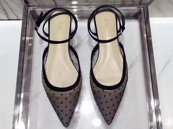 Dior Ballet Pump in Nude and Black Dotted Swiss Tulle 1cm For Sale