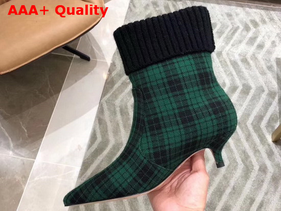 Dior Beat Low Boot in Black and Green Tartan Fabric Replica