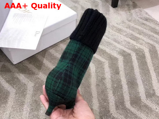 Dior Beat Low Boot in Black and Green Tartan Fabric Replica