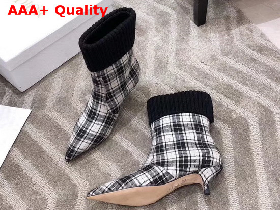 Dior Beat Low Boot in Black and Off White Tartan Fabric Replica