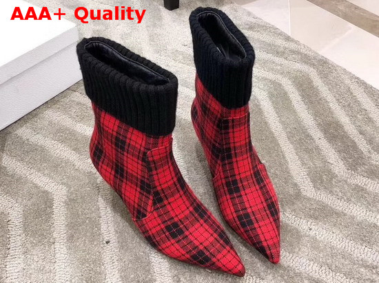 Dior Beat Low Boot in Black and Red Tartan Fabric Replica