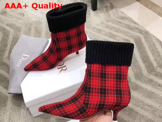 Dior Beat Low Boot in Black and Red Tartan Fabric Replica