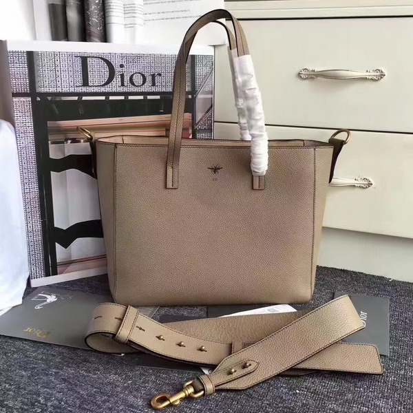 Dior Bee Shopping Bag in Elephant Grey Grained Calfskin For Sale