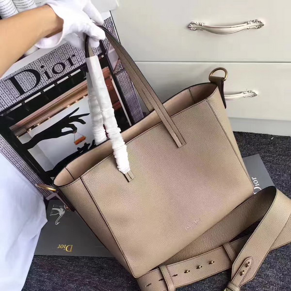 Dior Bee Shopping Bag in Elephant Grey Grained Calfskin For Sale