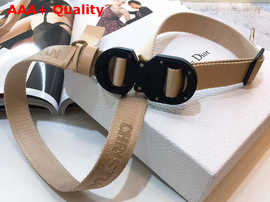 Dior Beige Cotton Canvas Belt with Christian Dior Buckle Replica