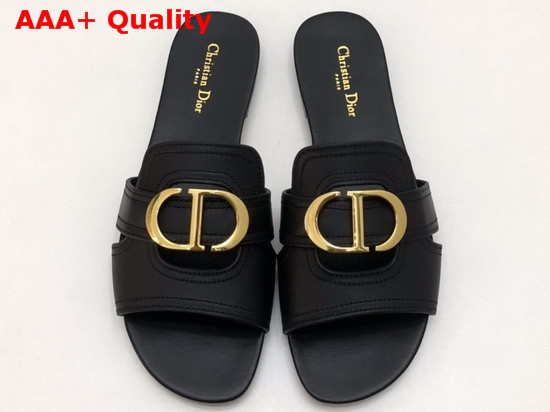 Dior Black 30 Montaigne Slide Calfskin Mule Replica