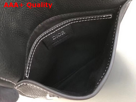 Dior Black Calfskin Messenger Bag with White Topstitching Replica