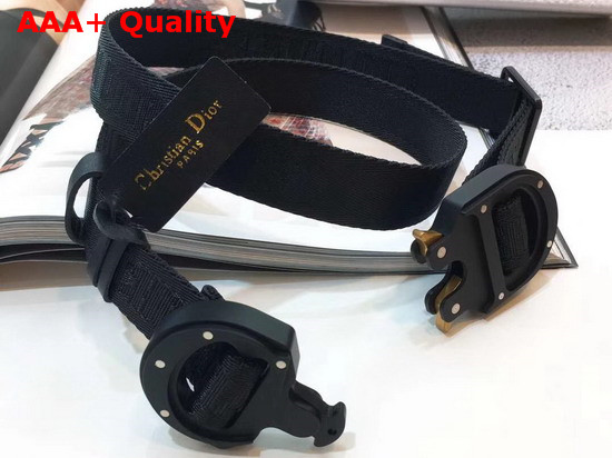 Dior Black Cotton Canvas Belt with Christian Dior Buckle Replica