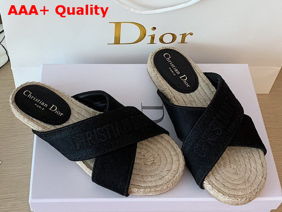 Dior Black Dior Granville Embroidered Cotton Mule Replica