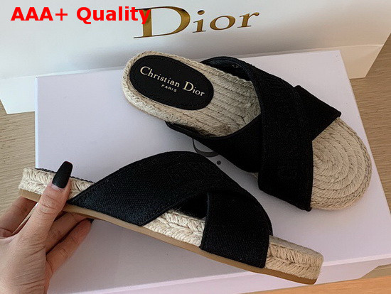 Dior Black Dior Granville Embroidered Cotton Mule Replica