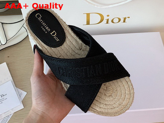 Dior Black Dior Granville Embroidered Cotton Mule Replica