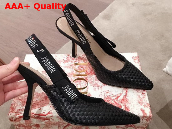 Dior Black Jadior Slingback Braided Lambskin Pump Replica