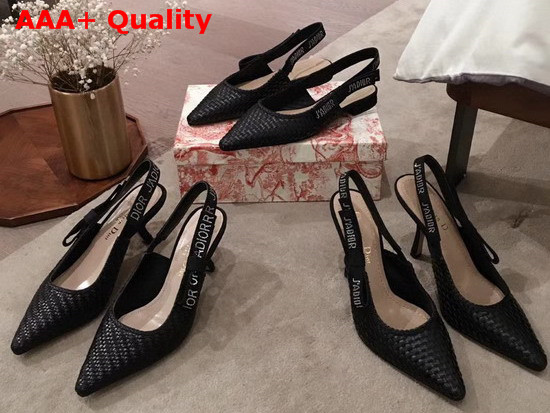 Dior Black Jadior Slingback Braided Lambskin Pump Replica