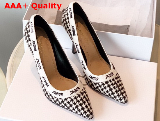 Dior Black and White Jadior Houndstooth Wool Pump 10cm Heel Replica