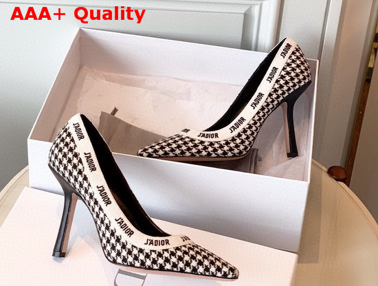 Dior Black and White Jadior Houndstooth Wool Pump 10cm Heel Replica