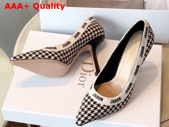 Dior Black and White Jadior Houndstooth Wool Pump 10cm Heel Replica