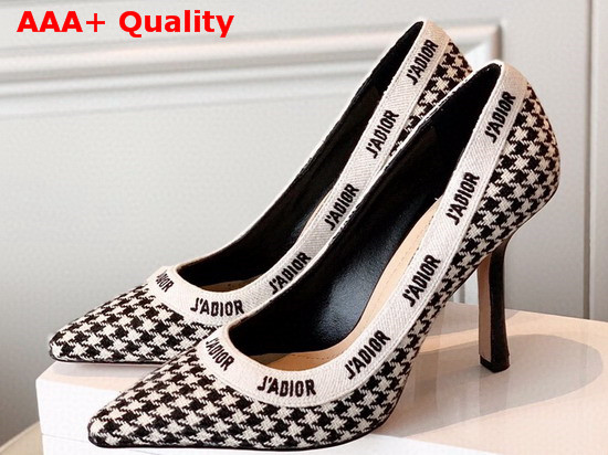 Dior Black and White Jadior Houndstooth Wool Pump 10cm Heel Replica